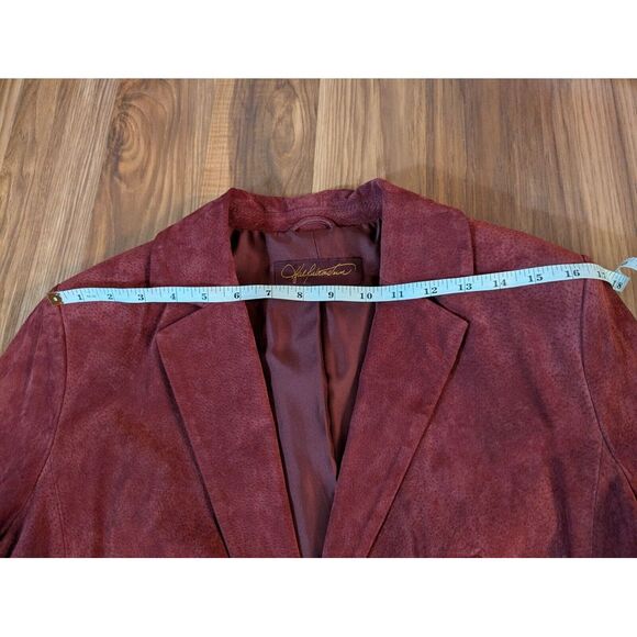 Hal Rubenstein Christy leather suede blazer Burgundy Size 14 NWT - Picture 11 of 13